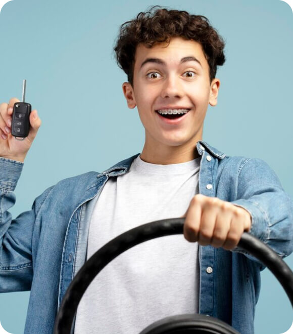 Student with car key
